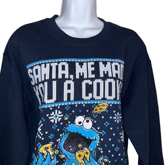 Rare Sesame Street Sweatshirt Womens M Santa Me Made You A Cookie But Me Ate It - Picture 3 of 10